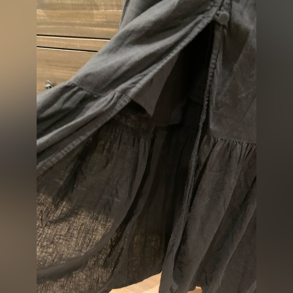 Abercrombie & Fitch Linen-Blend Button-Through Black Maxi Dress Medium - Picture 4 of 6